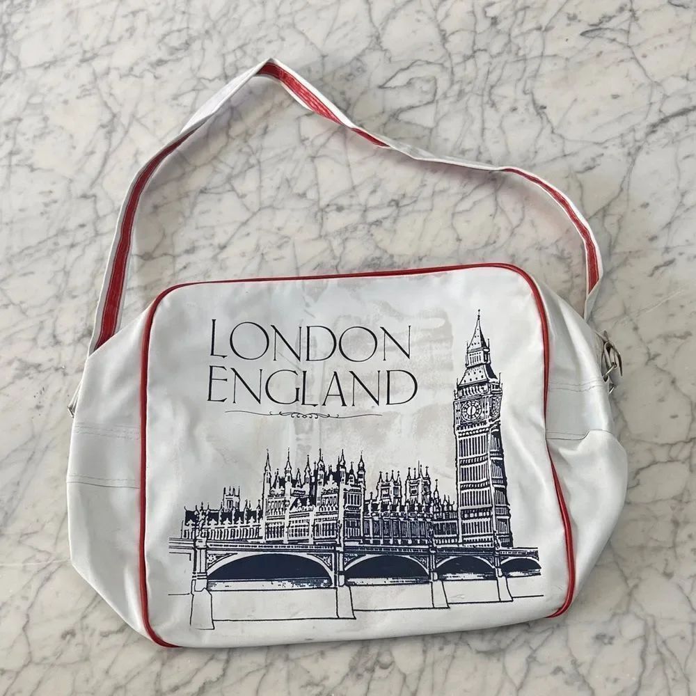 Vintage White London England Shoulder Bag